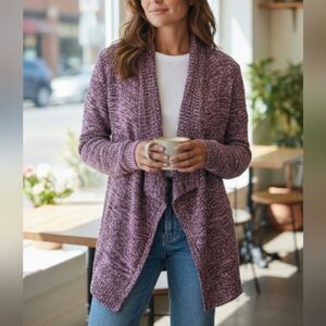 American Eagle Outfitters Heathered Purple Women's Cardigan